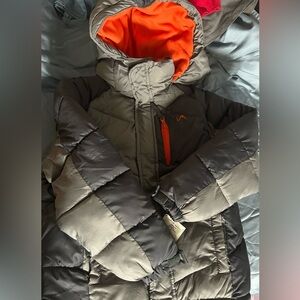 Gray and Orange Puffer Jacket